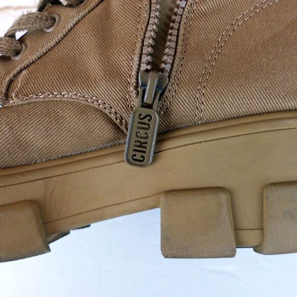 Circus Sam Edelman Boots Womens 8 Brown Dane Canvas Chunky Lug-Sole Combat - Picture 15 of 15